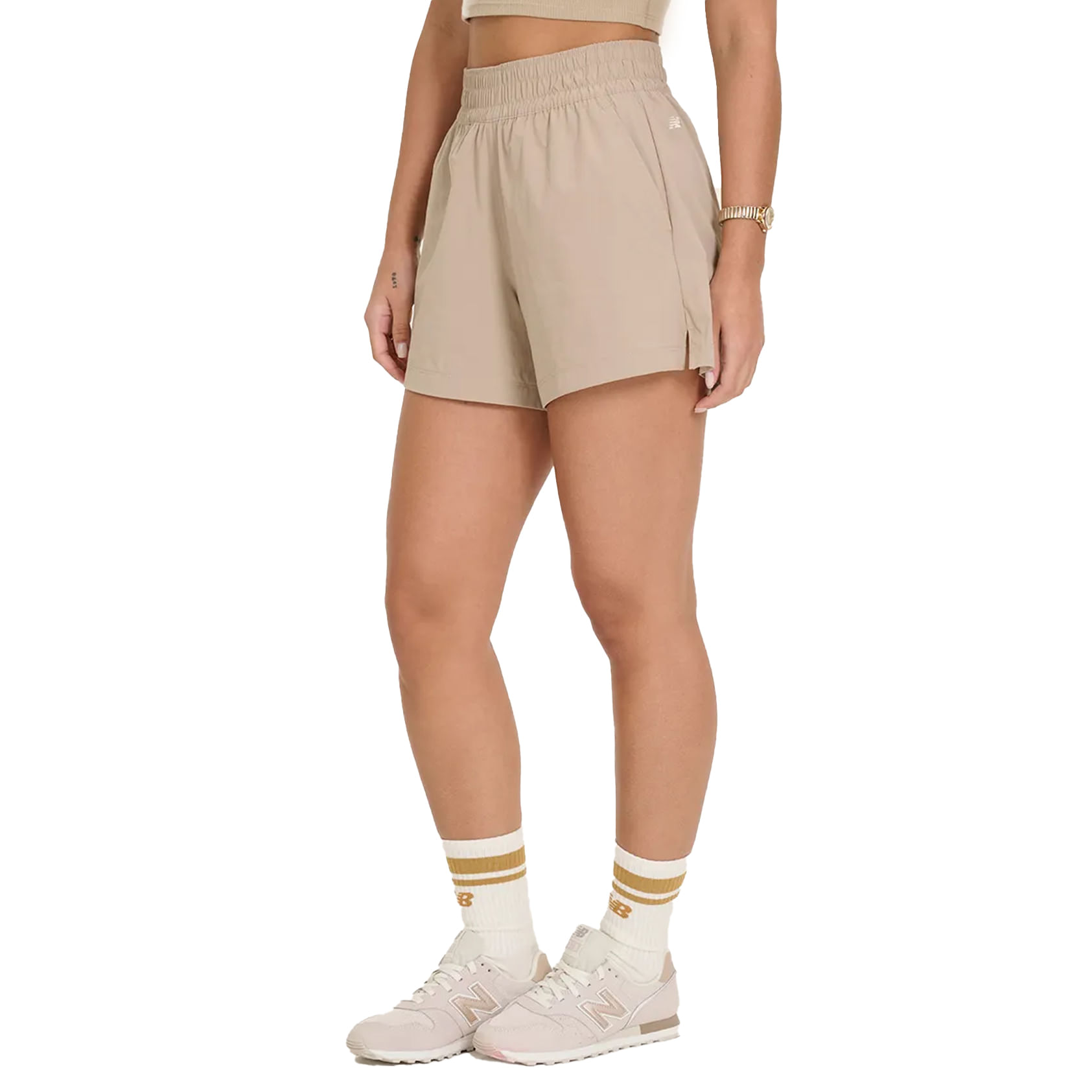 New Balance Shorts WS43171B-LMR F TREND SMALL Nude Mushroom Claro Poliester -2-